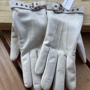 NWT Coach Leather S7 Gloves Cashmere Lined